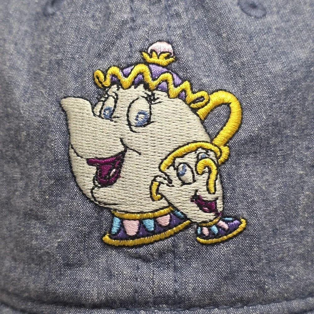 Boxlunch Disney Mrs. Potts & Chip Embroidered Denim Blue Strapback Hat